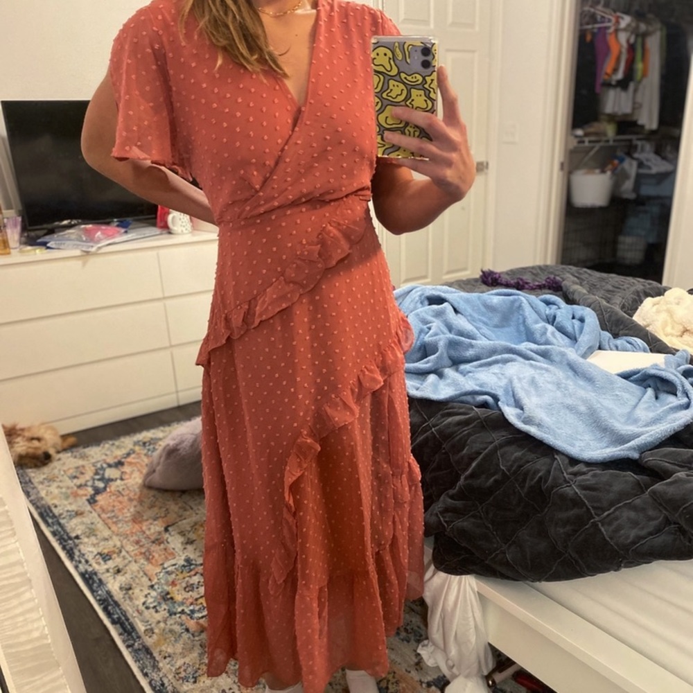 Lulus V-neck blush maxi dress